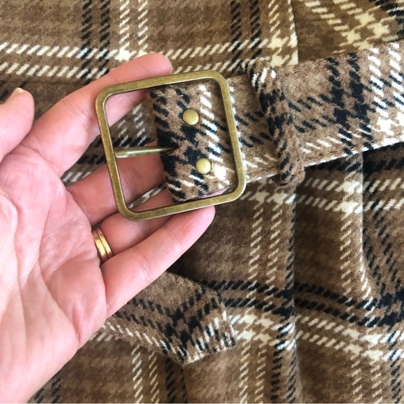 Anthropologie Brown Plaid Strapless Dress with Black Coat - Picture 10 of 16